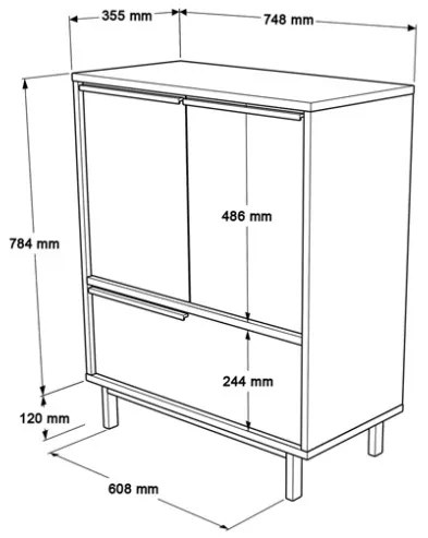 Scarpiera Da Ingresso Mobile Multifunzione 75x36x90 Con Piedini Neri Ocean Legno