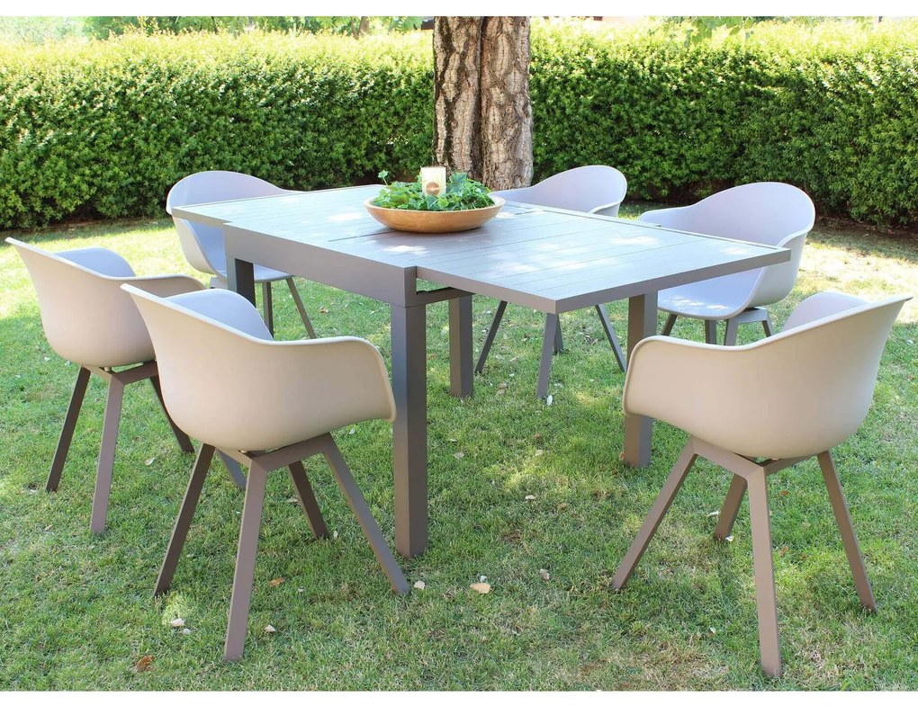 JERRI - tavolo da giardino in alluminio 90 X 90/180