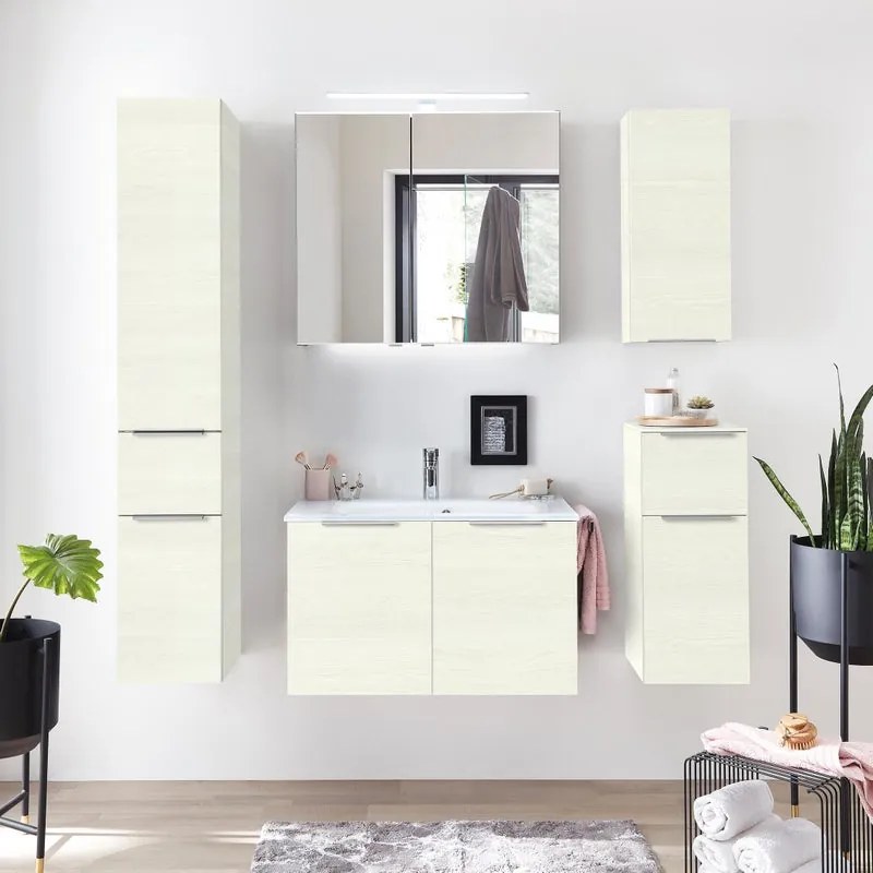 Mobile da bagno sotto lavabo PELIPAL Madeo bianco L 80 x H 48 x P 45 cm 2 ante, lavabo non incluso
