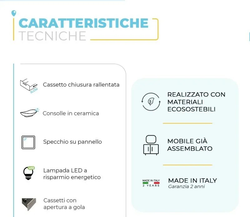 Mobile bagno a terra 100 cm Master grigio con lavabo e specchio