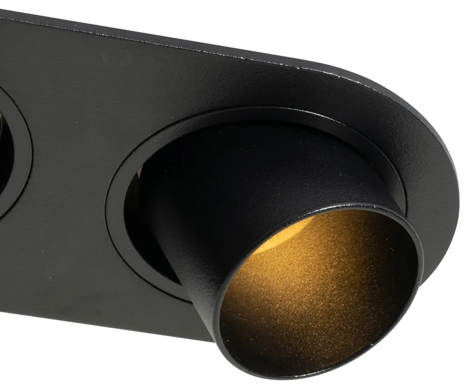Set van 6 inbouwspots zwart GU10 35mm kantelbaar 2-lichts - Installa