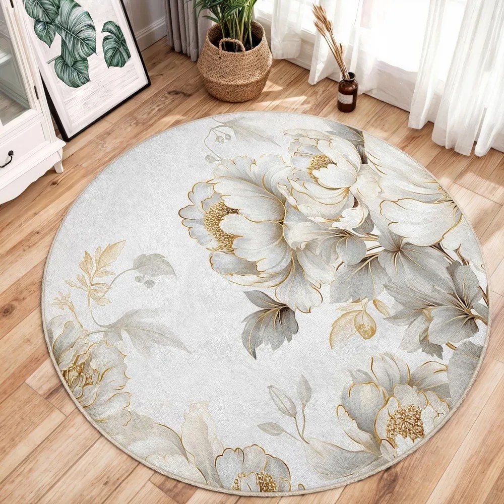 Tappeto rotondo in grigio chiaro/beige lavabile ø 100 cm Soft and Gentle – Mila Home