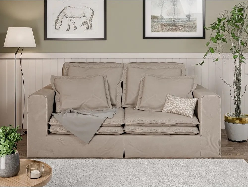 Divano marrone chiaro 196 cm Nora – Ropez