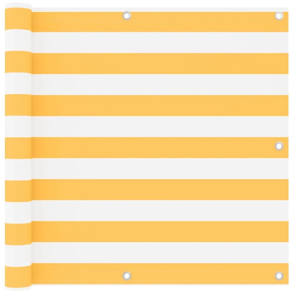 Paravento Balcone Bianco E Giallo 90x400 Cm Tessuto Oxford /