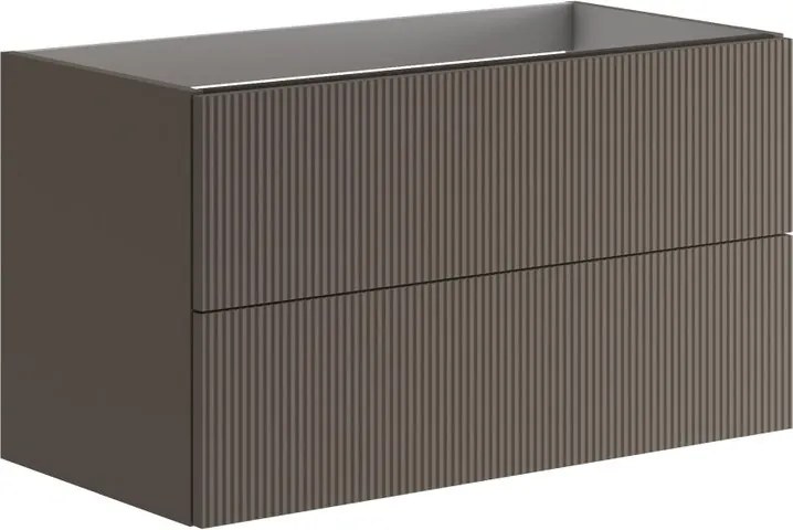 Cassettiera Opera con 2 cassetti, cannettato laccato opaco grigio carbone L89,5 H50 P45,5 cm
