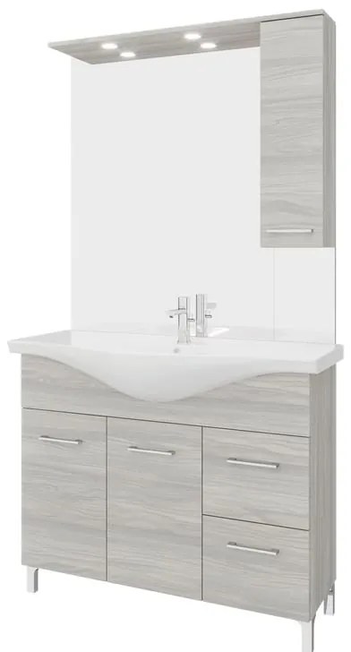 Mobile bagno con lavabo e sifone L 105 x H 81.5 x P 50.5 cm legno grigio in truciolare, 2 ante 2 cassetti per vasca centrale Symoa