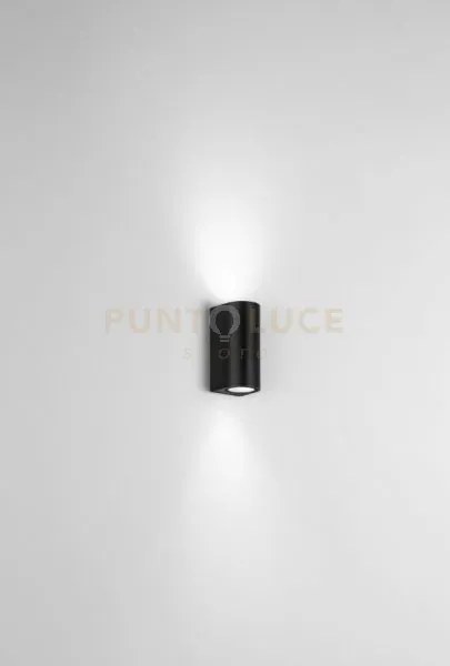 Applique zeno round nero 2 luci attacco gu10 ip65 biemissione