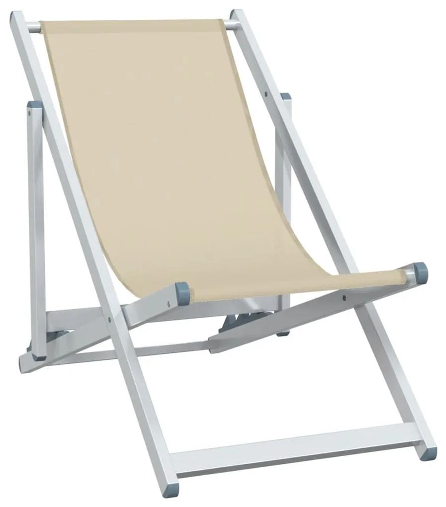Sedie da Spiaggia Pieghevoli 2 pz Crema Alluminio e Textilene