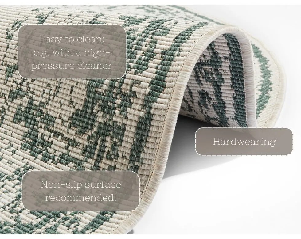 Tappeto da esterno verde e crema , ø 200 cm Borbon - NORTHRUGS
