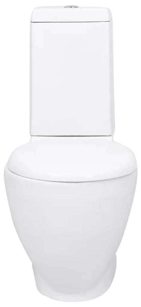 Vaso WC in Ceramica da Bagno Rotondo Base con Scarico Bianco