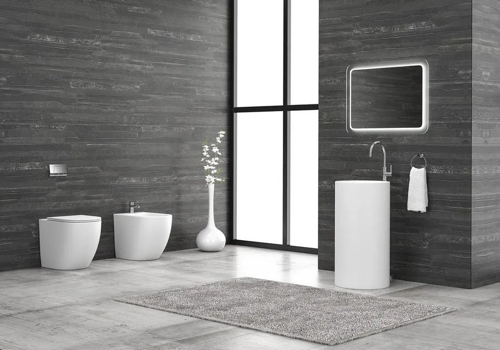 Lavabo a terra freestanding colore opaco bianco MIL-FB - KAMALU