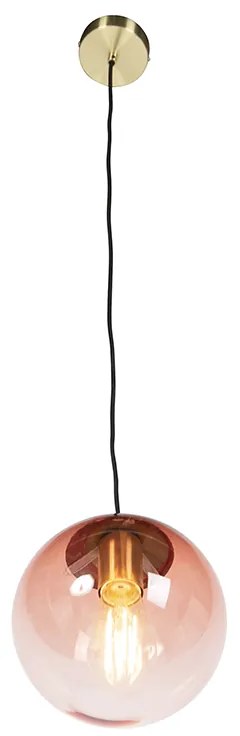 Lampada a sospensione Art Déco in ottone con vetro rosa 20 cm - Pallon