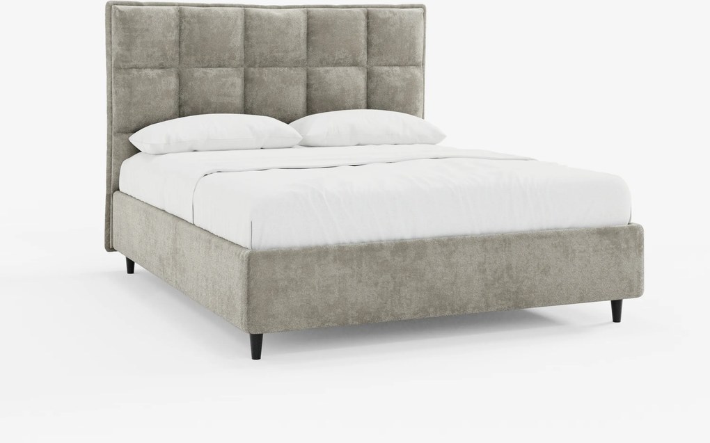 AURO letto imbottito con vano contenitore e testiera capitonné alta in ciniglia Oeko-Tex®