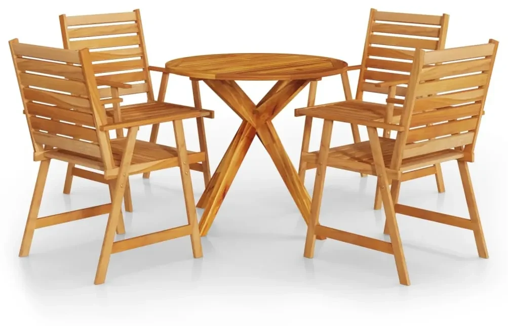 Set mobili da pranzo per giardino 5 pz legno massello di acacia