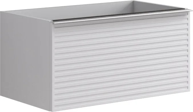 Mobile da bagno sospeso sotto lavabo Pixel stripes 2 cassetti L 80 x H 40 x P 45.5 cm bianco laccato opaco, con maniglia alluminio brillante