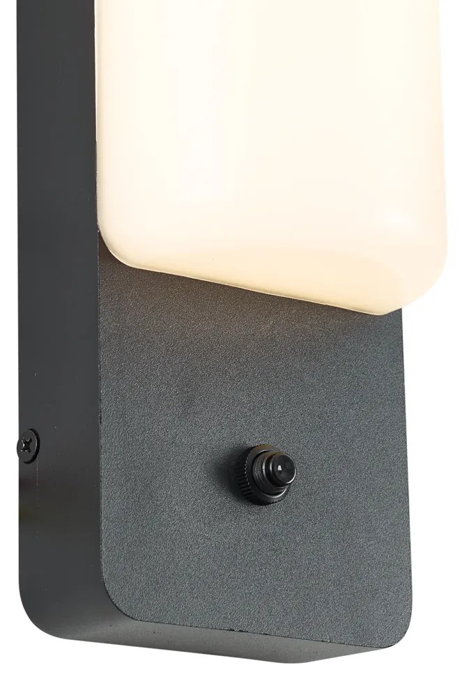 Lampada da parete per esterni nera con sensore crepuscolare e LED integrato - Shift