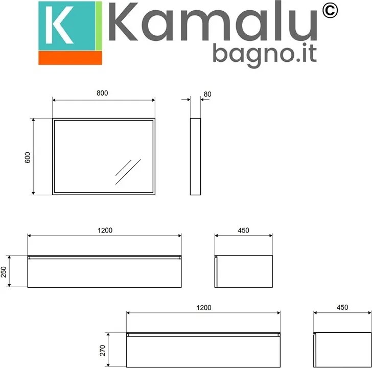 Composizione bagno sospesa con 2 mobili da 120cm | KAM-KK1202 - KAMALU