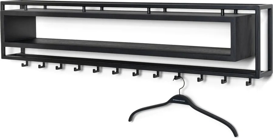 Attaccapanni da parete nero in metallo con scaffale 118 cm School – Spinder Design