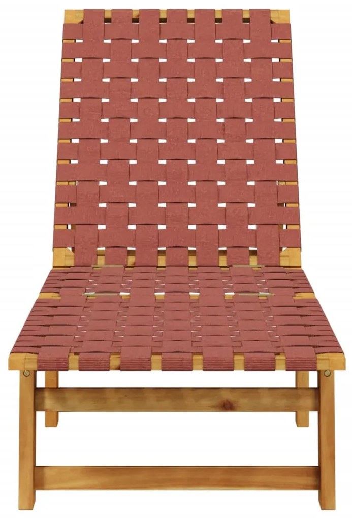 Lettino prendisole rosso in legno massello di acacia e tessuto