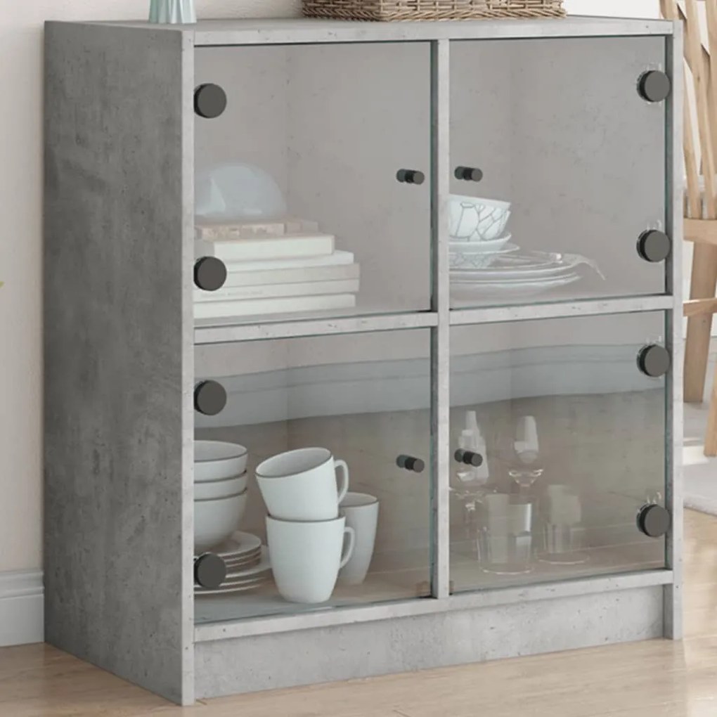 Mobile Con Ante İn Vetro Grigio Cemento 68x37x75,5 Cm /