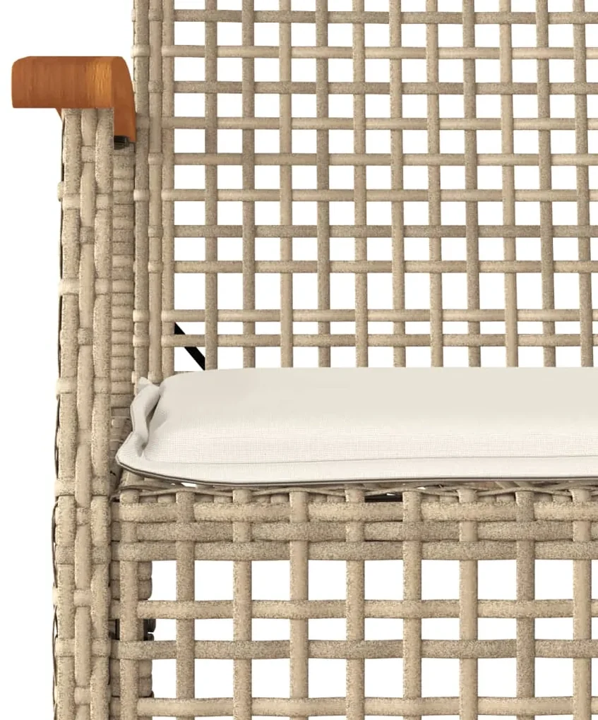 Set da pranzo da giardino 3 pz con cuscini beige in polyrattan