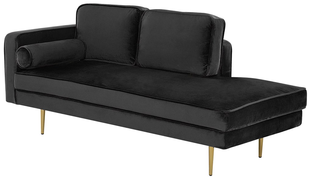 Chaise longue velluto nero sinistra MIRAMAS Beliani