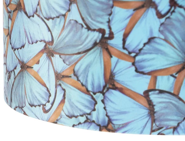 Lampada a sospensione nera con paralumi in velluto farfalle con oro 35 cm 2 luci - Blitz