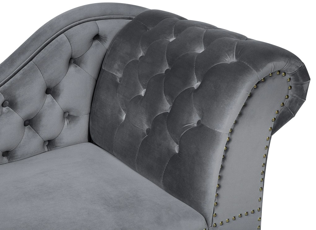 Chaise longue destra in velluto grigio NIMES Beliani