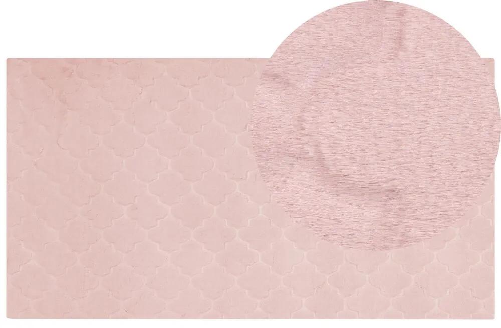 Tappeto pelliccia sintetica rosa 80 x 150 cm GHARO Beliani