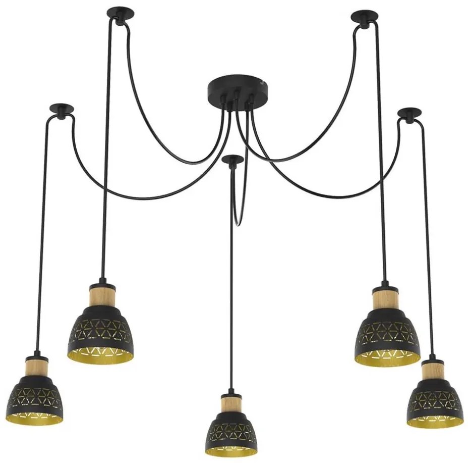 Prezent 27525 - Lampadario a sospensione con filo MESCALA 5xE14/40W/230V ragno nero