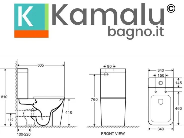 Kamalu - vaso monoblocco rimless  con copriwc soft-close | litos-2700