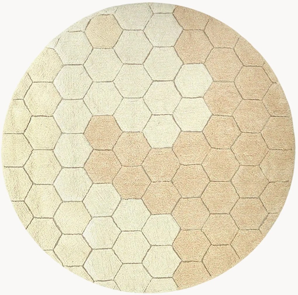Tappeto rotondo lavabile in cotone per bambini Honeycomb