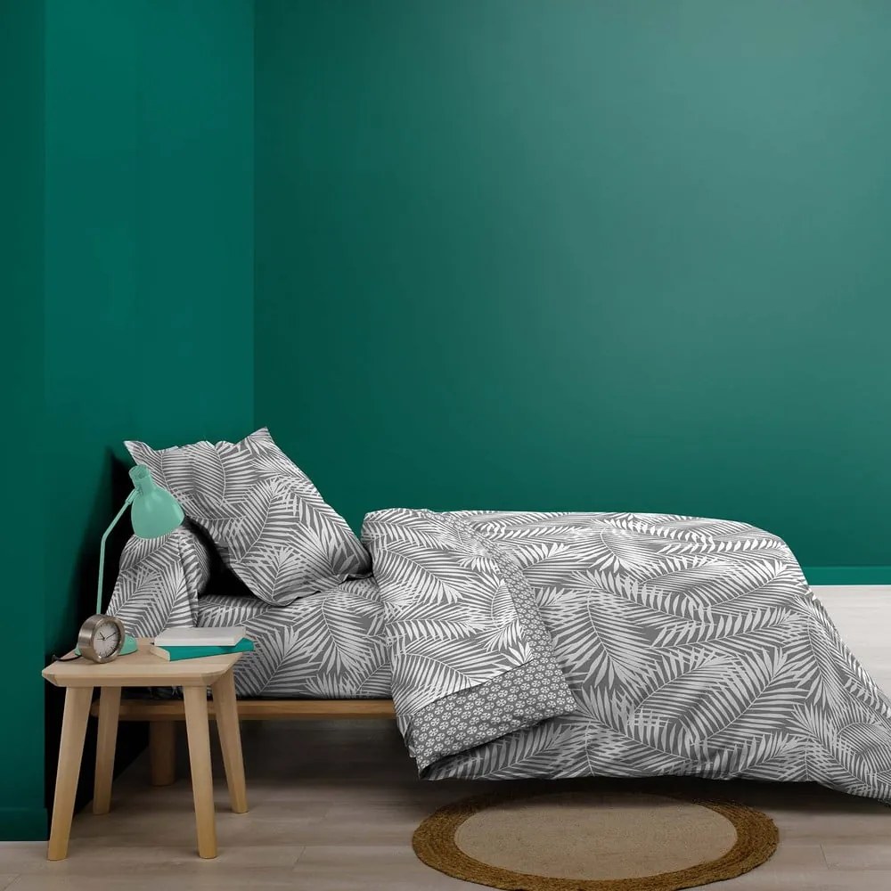 Copripiumino grigio in cotone per letto singolo 140x200 cm Botania – douceur d'intérieur