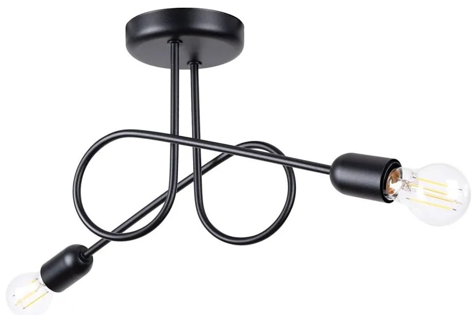 Sollux SL.1472 - Lampadario a plafone LOOP 2xE27/15W/230V nero