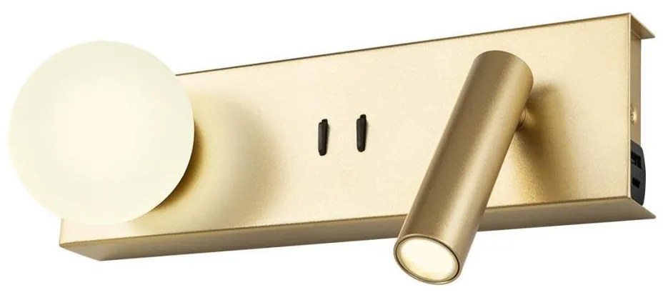 Redo 01-4661 - Lampada da parete LED NORMA LED/5W/230V + LED/3W CRI 90 USB dorata