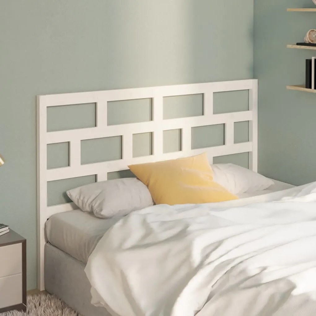 Testiera Per Letto Bianca 156x4x100cm İn Legno Massello Di Pino /