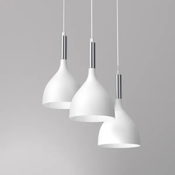 Lampadario a sospensione con filo NOAK 3xE27/15W/230V bianco/cromo