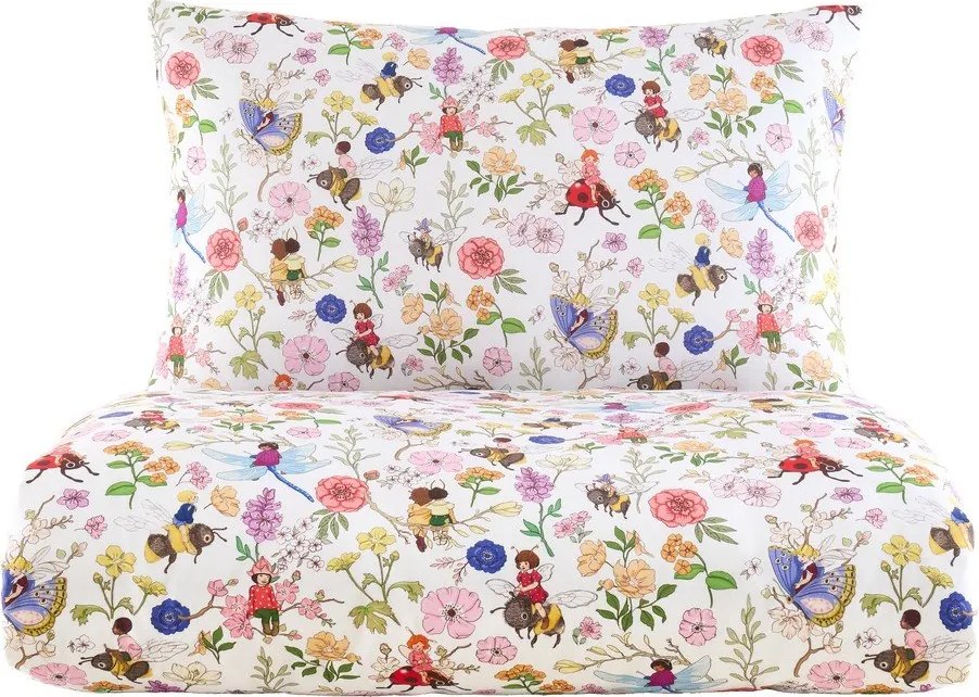 Set copripiumino e federa da bambini in cotone per letto matrimoniale 3 pezzi 200x200 cm Garden Friends – Belle &amp; Boo