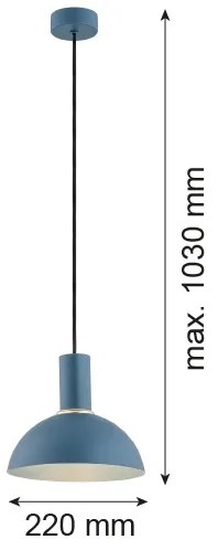 Argon 4221 - Lampadario a sospensione con filo SINES 1xE27/15W/230V d. 28 cm blu