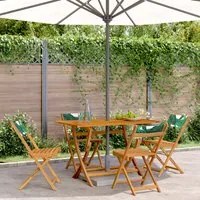 Sedie da Giardino Pieghevoli 4pz Verde Tessuto e Legno Massello 3214622