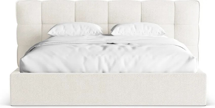 Letto matrimoniale imbottito avorio con contenitore con rete inclusa 160x200 cm Eric – Micadoni