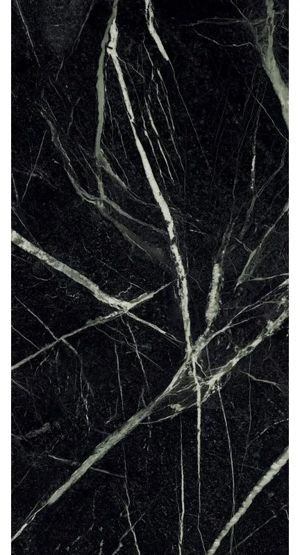 Piastrella da pavimento interno 60 x 120 cm Sp. 6 mm rettificato Marmotech Lux in gres porcellanato nero e verde lucido traffico medio forte (pei 3/5) 2.16 mq