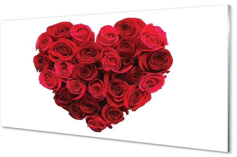 Quadro in vetro acrilico Cuore di rose 120x60 cm