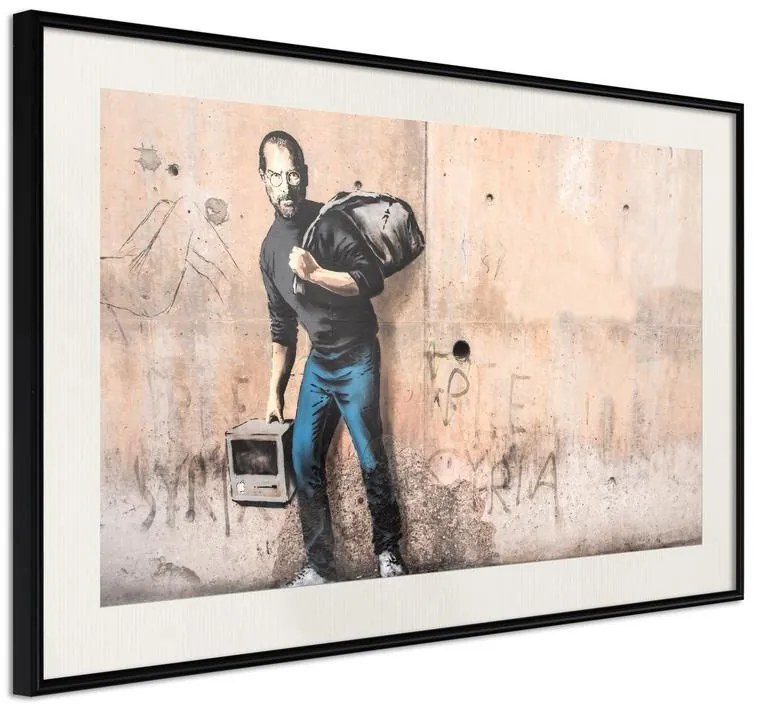 Poster  Banksy: The Son of a Migrant from Syria  Cornice Quadri Cornice nera con pass-partout, Larghezza x Altezza Home decor 60x40