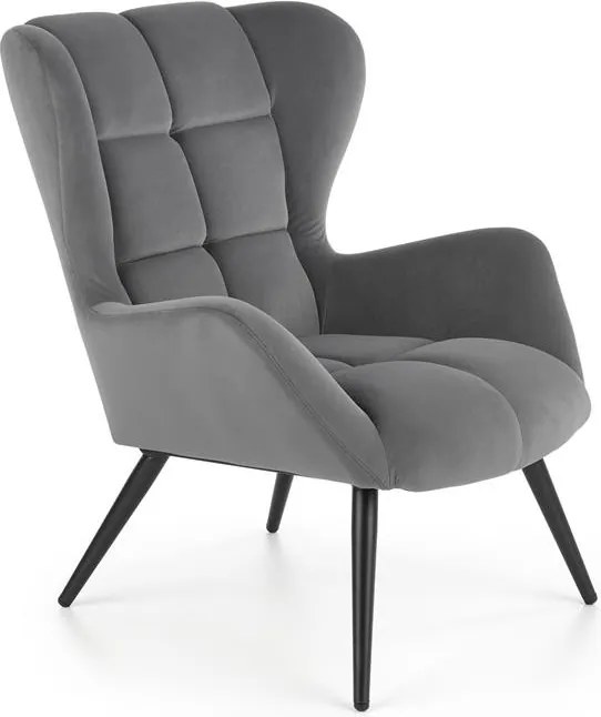 Poltrona Tyrion in velluto grigio - H91 cm