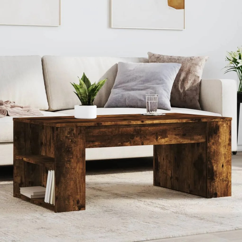 Tavolino Da Salotto Rovere Fumo 102x55x42 Cm Legno Multistrato /