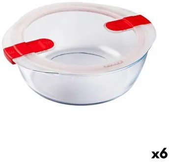 Porta pranzo Ermetico Pyrex Cookheat 26 x 23 x 8 cm 2,3 L Rosso Vetro (6 Unità)