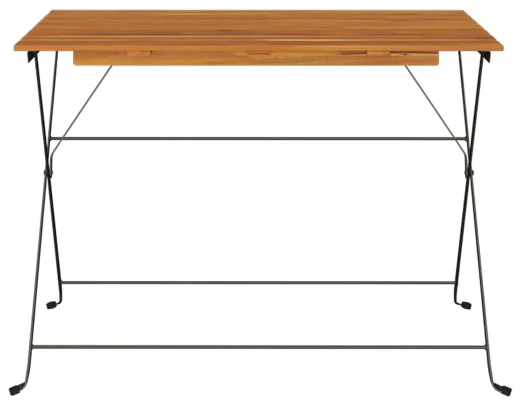 Tavolo bistrò pieghevole 100x54x71 cm massello acacia e acciaio