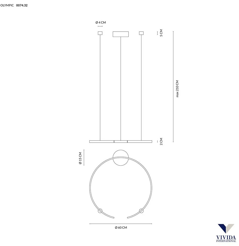 Olympic lampada sospensione 30W 1580 lumen 3000K (ULTIMI DISPONIBILI - N°1)