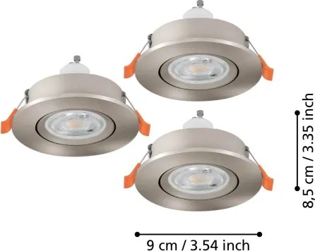Eglo 902246 - Set di 3 faretti LED da incasso BARRANCO 1xGU10/4,5W/230V cromato
